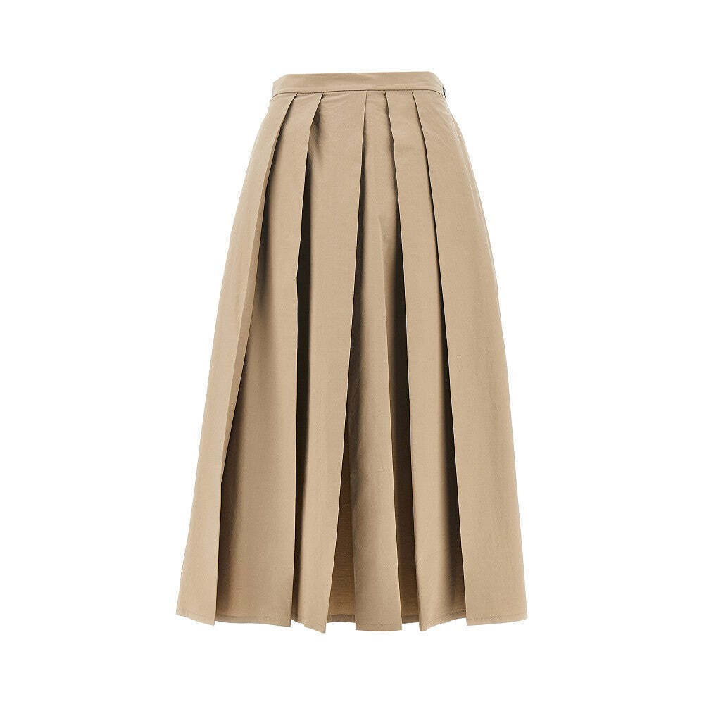Emporio Armani Stretch Poplin Pleated Midi Skirt